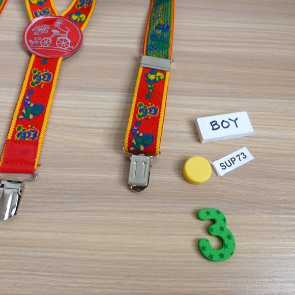 Suspender‎ Kids Boy Red Clip On Adjustable Strap Stretch Fun Party Colorful - Picture 12 of 12